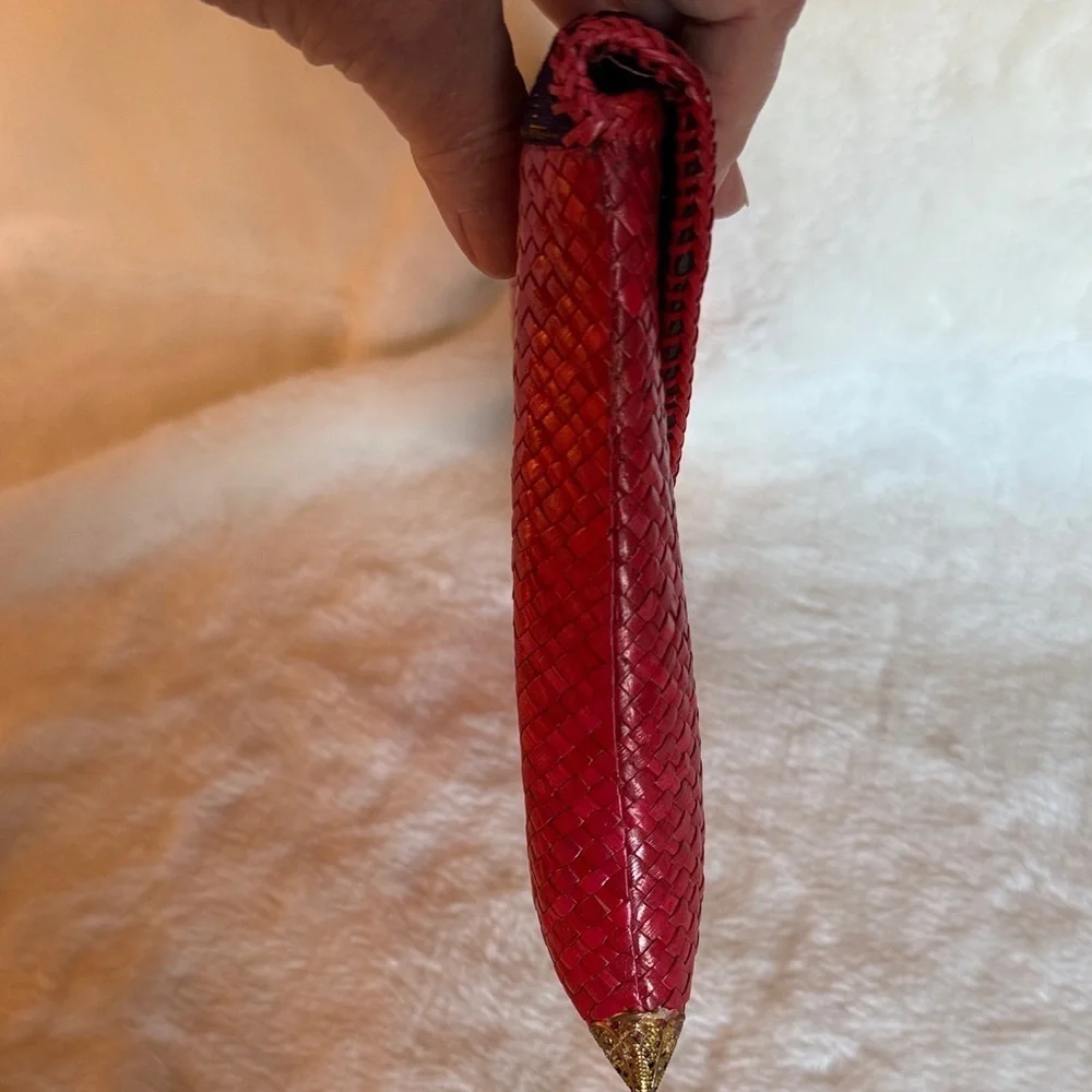 Vibrant Red and Yellow Woven Clutch